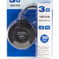 USB 3.0 хаб с выключателями, 4 порта, СуперЭконом круглый, черный, SBHA-7314-B/100