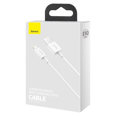 Usb Кабель-зарядка Lightning Baseus Superior 2.4A 1.5м (CALYS-B02) белый Usb Кабель-зарядка Lightning Baseus Superior 2.4A 1.5м (CALYS-B02) белый