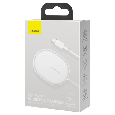 Беспроводное зарядное устройство Baseus Simple Light Magnetic 15W PD3.0 (WXQJ-02) белое Беспроводное зарядное устройство Baseus Simple Light Magnetic 15W PD3.0 (WXQJ-02) белое