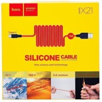 Usb Кабель-зарядка Type-C Hoco X21 Silicone 2.4A 1м мягкий силиконовый красный