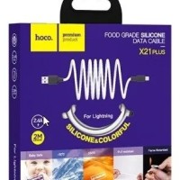 Usb Кабель-зарядка Lightning Hoco X21 Plus 2.4A 2м мягкий силиконовый белый