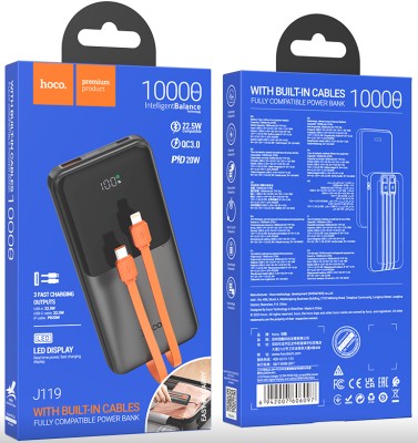 Powerbank Hoco J119 10000mAh 1USB/1USB-C с проводом Type-C/Lightning черный Powerbank Hoco J119 10000mAh 1USB/1USB-C с проводом Type-C/Lightning черный