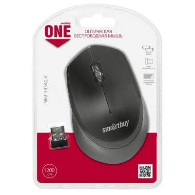 Мышь беспроводная Smartbuy ONE 333AG USB/DPI 1200/3 кнопки/2AAA черная (SBM-333AG-K) Мышь беспроводная Smartbuy ONE 333AG USB/DPI 1200/3 кнопки/2AAA черная (SBM-333AG-K)