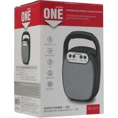 Bluetooth колонка Smartbuy One BT5.0/600mAh/4ч/5Вт/FM/USB черная (SBS-5010) Bluetooth колонка Smartbuy One BT5.0/600mAh/4ч/5Вт/FM/USB черная (SBS-5010)