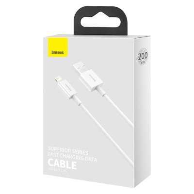 Usb Кабель-зарядка Lightning Baseus Superior 2.4A 2м (CALYS-C02) белый Usb Кабель-зарядка Lightning Baseus Superior 2.4A 2м (CALYS-C02) белый