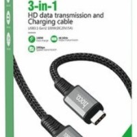 Usb Кабель-зарядка Type-C на Type-C Hoco US01 3в1 100W/10Gbps/4K 60Hz 1.2м черный