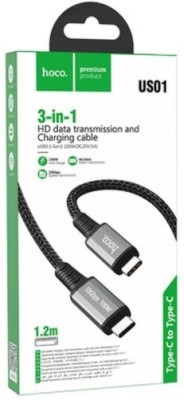 Usb Кабель-зарядка Type-C на Type-C Hoco US01 3в1 100W/10Gbps/4K 60Hz 1.2м черный Usb Кабель-зарядка Type-C на Type-C Hoco US01 3в1 100W/10Gbps/4K 60Hz 1.2м черный