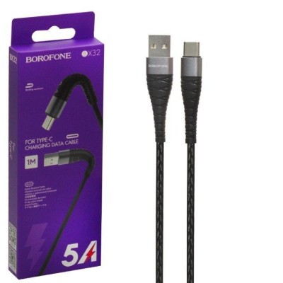 Usb Кабель-зарядка Type-C Borofone BX32 Munificent 3A 1м черный Usb Кабель-зарядка Type-C Borofone BX32 Munificent 3A 1м черный