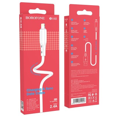 Usb Кабель-зарядка Lightning Borofone BX48 2.4A 1м белый Usb Кабель-зарядка Lightning Borofone BX48 2.4A 1м белый