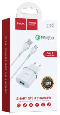 Сетевое зар. устр. Hoco C12Q с шнуром Type-C 1USB QC3.0 2.4A белое Сетевое зар. устр. Hoco C12Q с шнуром Type-C 1USB QC3.0 2.4A белое