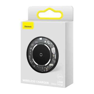 Беспроводное зарядное устройство Baseus Simple Magnetic 15W QC3.0 (WXJK-E02) прозрачное Беспроводное зарядное устройство Baseus Simple Magnetic 15W QC3.0 (WXJK-E02) прозрачное