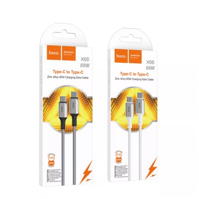 Usb Кабель-зарядка Type-C на Type-C Hoco X66 1м 60W серый Usb Кабель-зарядка Type-C на Type-C Hoco X66 1м 60W серый