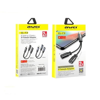 Переходник Lightning на Lightning+AUX  AWEI CL-73 черный Переходник Lightning на Lightning+AUX  AWEI CL-73 черный