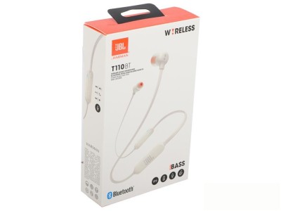 Беспроводные наушники для спорта JBL T110BT BT4.0/120mAh/6ч белые Беспроводные наушники для спорта JBL T110BT BT4.0/120mAh/6ч белые