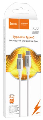 Usb Кабель-зарядка Type-C на Type-C Hoco X66 1м 60W белый Usb Кабель-зарядка Type-C на Type-C Hoco X66 1м 60W белый