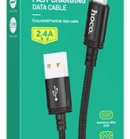 Usb Кабель-зарядка Micro Hoco X89 2,4A 1м в тканевой оплетке черный