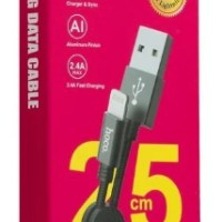 Usb Кабель-зарядка Lighting Hoco X35 Premium 2.4A 25см в тканевой оплётке черный