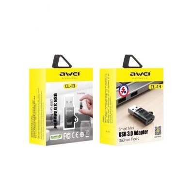 Переходник USB наType-C Awei CL-13 черный Переходник USB наType-C Awei CL-13 черный