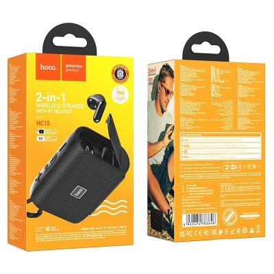 Bluetooth колонка Hoco HC15 Poise 2-in-1 sports speaker with BT headset черная Bluetooth колонка Hoco HC15 Poise 2-in-1 sports speaker with BT headset черная