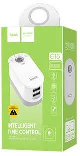 Сетевое зар. устр. Hoco C16 2USB 2.4A с таймером белое Сетевое зар. устр. Hoco C16 2USB 2.4A с таймером белое