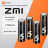 Аккумуляторные батарейки ZMI ZI5 AA 1700mAh упаковка 4шт - черные - пальчиковые