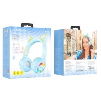 Стереонаушники Bluetooth Полноразмерные Borofone B015 Cat Ear BT5.0/300mAh/4ч синие