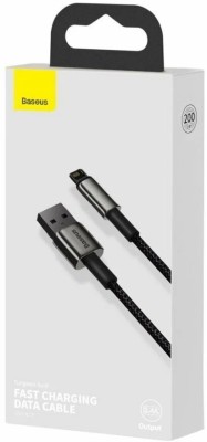 Baseus Tungsten Gold Fast Charging Data Cable USB to iP 2.4A 2m Black Baseus Tungsten Gold Fast Charging Data Cable USB to iP 2.4A 2m. Практичный кабель  с прочной нейлоновой оплеткой предназначен для зарядки гаджетов с разъем Lightning. Цинковые штекеры в местах соединения со шнуром имеют дополнительную защиту от появления заломов в области постоянного перегиба. Помимо этого, с его помощью вы сможете переносить файлы с телефона на компьютер и наоборот. В комплекте к нему идет ремешок-органайзер для компактного хранения. Кабель защищен оплеткой из крепких нейлоновых нитей. Плетеная косичка делает провод устойчивым к растяжению, разрыву и перегреву. Коннекторы изготовлены из износостойкого цинкового сплава, благодаря чему они не ржавеют и стильно выглядят в течение всего срока службы. В места соединения оплетки и штекеров нанесено специальное покрытие, защищающее шнур от растрескивания в местах постоянного перегиба.  Скорость передачи данных  480 Мбит/с: сможете скопировать фильм меньше, чем за  минуту, пока ваш смартфон заряжается.