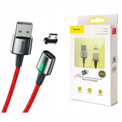 Usb Кабель-зарядка Micro Baseus Zinc Magnetic 1.5A 2м (CAMXC-B09) красный Usb Кабель-зарядка Micro Baseus Zinc Magnetic 1.5A 2м (CAMXC-B09) красный