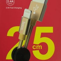 Usb Кабель-зарядка Lighting Hoco X35 Premium 2.4A 25см в тканевой оплетке золотой