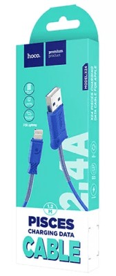 Usb Кабель-зарядка Lightning Hoco X24 Pisces 2.4A 1м силиконовый голубой Usb Кабель-зарядка Lightning Hoco X24 Pisces 2.4A 1м силиконовый голубой