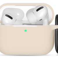 Силиконовый чехол для AirPods Pro c карабином пудро