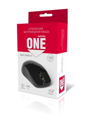 Мышь беспроводная Smartbuy ONE 358AG USB/DPI 1200/3 кнопки/2AAA черная (SBM-358AG-K) Мышь беспроводная Smartbuy ONE 358AG USB/DPI 1200/3 кнопки/2AAA черная (SBM-358AG-K)
