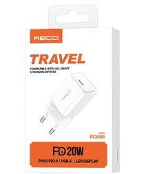 Сетевое зар. устр. Recci RC65E 1C 20W белое Сетевое зар. устр. Recci RC65E