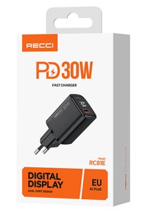 Сетевое зар. устр. Recci RC81E 2C 30W черное Сетевое зар. устр. Recci RC81E