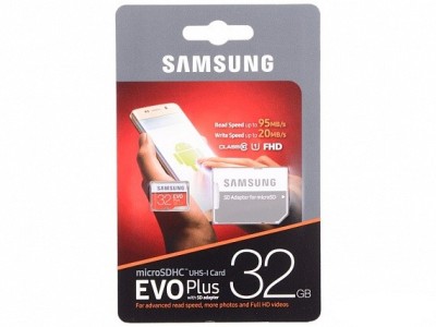 micro SDHC карта памяти Samsung EvoPlus 32GB UHS-I U1 (R/W 95/20 MB/s) FHD с адаптером micro SDHC карта памяти Samsung EvoPlus 32GB UHS-I U1 (R/W 95/20 MB/s) FHD с адаптером