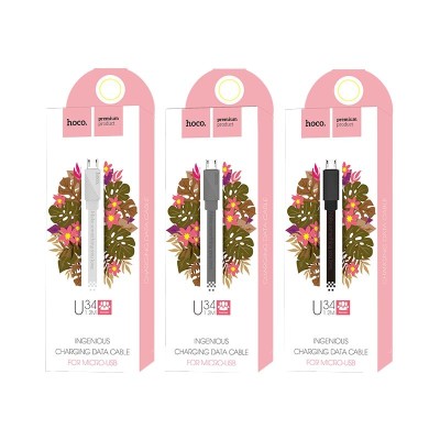 Usb Кабель-зарядка Micro Hoco U34 Ingenious 2.4A 1.2м плоский силиконовый белый Usb Кабель-зарядка Micro Hoco U34 Ingenious 2.4A 1.2м плоский силиконовый белый