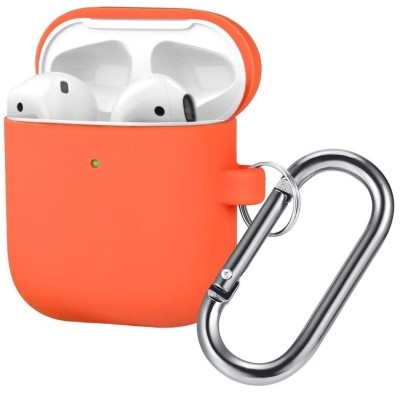 Силиконовый чехол для AirPods с карабином персиковый Силиконовый чехол для AirPods с карабином персиковый