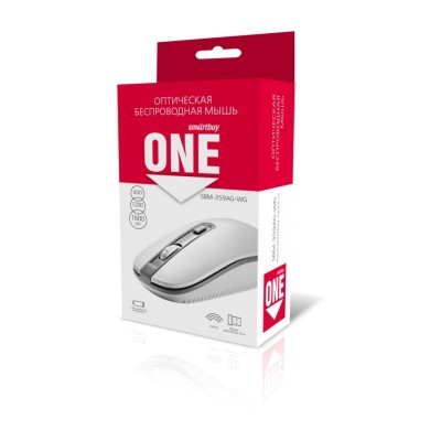 Мышь беспроводная Smartbuy ONE 359G-K USB/DPI 800-1200-1800/4 кнопки/1AA (SBM-359AG-WG) бело-серая Мышь беспроводная Smartbuy ONE 359G-K USB/DPI 800-1200-1800/4 кнопки/1AA (SBM-359AG-WG) бело-серая