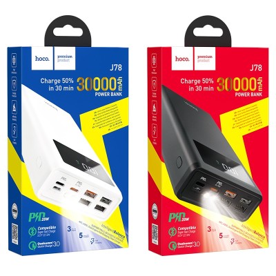 Powerbank Hoco J78 4USB 30000mAh QC3.0/фонарик белый Powerbank Hoco J78 4USB 30000mAh QC3.0/фонарик белый