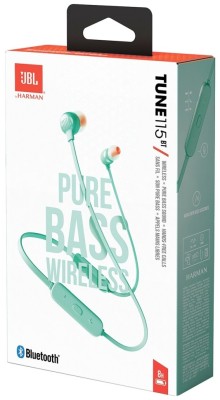 Беспроводные наушники для спорта JBL T115BT BT4.2/160mAh/8ч бирюзовые Беспроводные наушники для спорта JBL T115BT BT4.2/160mAh/8ч бирюзовые