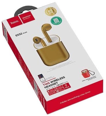Беспроводные наушники TWS Hoco ES32 Plus BT5.0/30mAh/3ч золотые с красным чехлом Беспроводные наушники TWS Hoco ES32 Plus BT5.0/30mAh/3ч золотые с красным чехлом