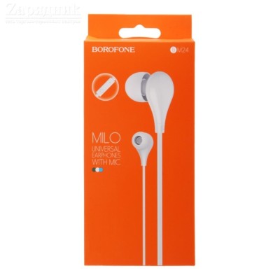 Наушники с микрофоном Borofone BM24 Milo 1.2м белые Наушники с микрофоном Borofone BM24 Milo 1.2м белые