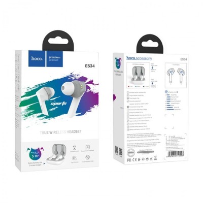 Беспроводные наушники TWS Hoco ES34 BT5.0/55mAh/5ч белые Беспроводные наушники TWS Hoco ES34 BT5.0/55mAh/5ч белые