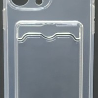 Чехол-накладка силикон с карманом под карту i-Phone 12 Pro Max 6.7" прозрачная