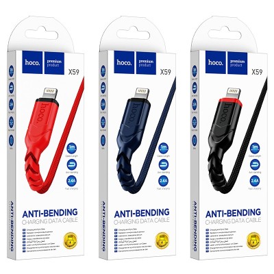 Usb Кабель-зарядка Lightning Hoco X59 Victory 1м в тканевой оплётке красный Usb Кабель-зарядка Lightning Hoco X59 Victory 1м в тканевой оплётке красный