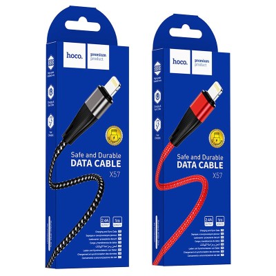 Usb Кабель-зарядка Lightning Hoco X57 1м в тканевой оплётке красно-чёрный Usb Кабель-зарядка Lightning Hoco X57 1м в тканевой оплётке красно-чёрный