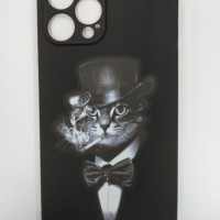Накладка для i-Phone 12 Pro Max 6.7" силикон матовый чёрный с рисунками