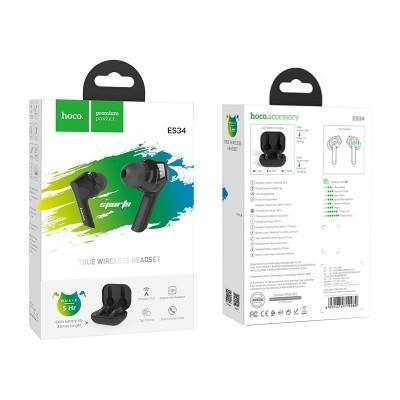 Беспроводные наушники TWS Hoco ES34 BT5.0/55mAh (400mAh)/5ч черные Беспроводные наушники TWS Hoco ES34 BT5.0/55mAh (400mAh)/5ч черные