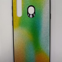 Накладка для Samsung Galaxy A8S силикон со стеклом блестящий