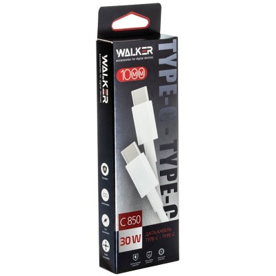 Usb Кабель-зарядка Type-C на Type-C Walker C850 20W 1м белый Usb Кабель-зарядка Type-C на Type-C Walker C850 20W 1м белый